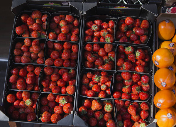 Market of fresh vegetables and greens