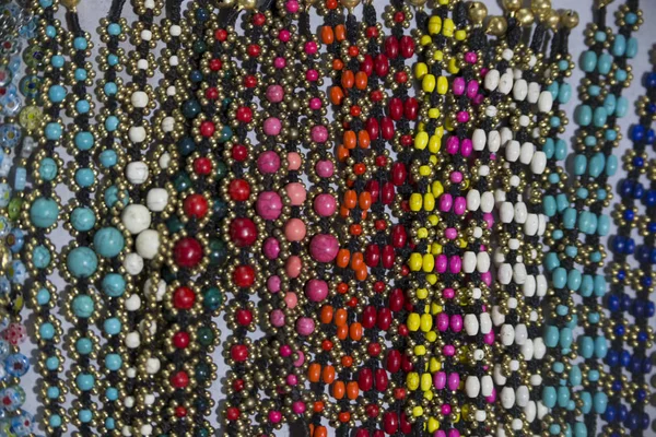 Beads bracelets background multicolored — Stock Photo, Image