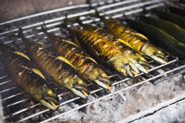 Altın kabuk ile ızgara balık