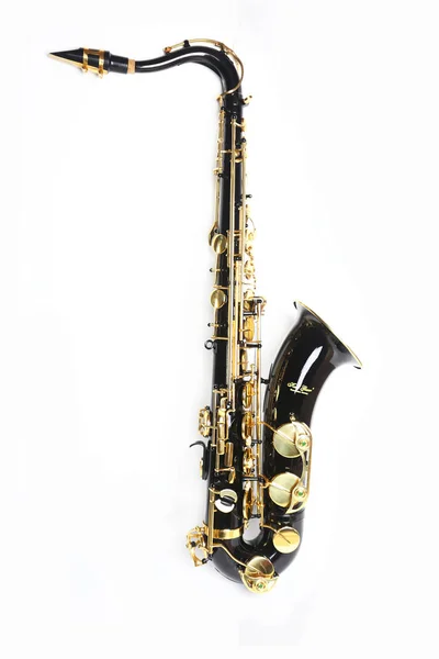 黑色和金色的男高音萨克斯管 — 图库照片