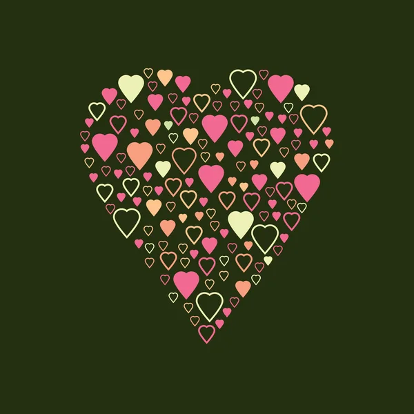 Φωτεινές πολύχρωμες καρδιές διάνυσμα φόντο. Διάνυσμα καρδιές ομάδα σε μορφή καρδιάς. Γάμος, επέτειος, γενέθλια, ημέρα του Αγίου Βαλεντίνου, κόμμα σχεδιασμού για banner, αφίσα, κάρτα, πρόσκληση, φυλλάδιο, φέιγ βολάν — Διανυσματικό Αρχείο