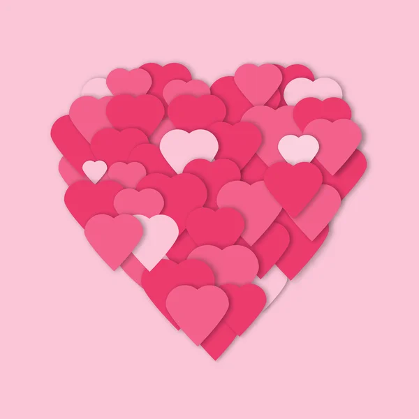 Ljust rosa papper hjärtan vektor bakgrund. Vector Hearts collage i hjärtform. — Stock vektor