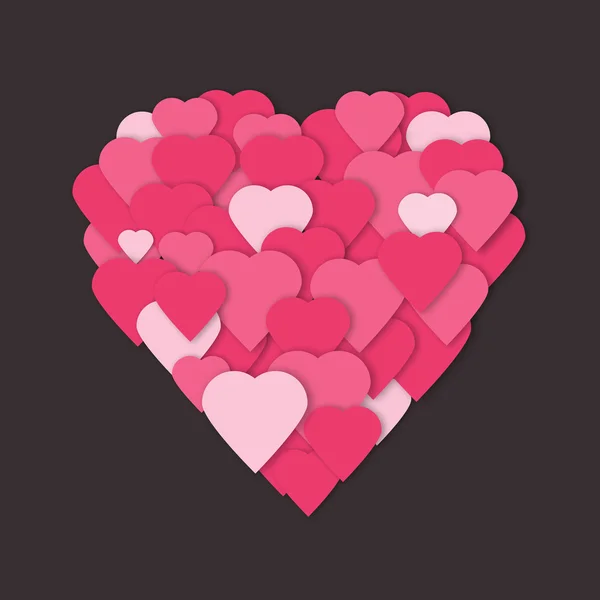 Ljusa rosa papper hjärtan vector bakgrund. — Stock vektor