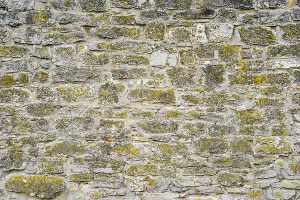 Часть каменной стены для фона или текстуры. Красивый серый каменный фон с мхом и темными краями. Фон каменной стены для баннеров, флаеров и дизайна — стоковое фото