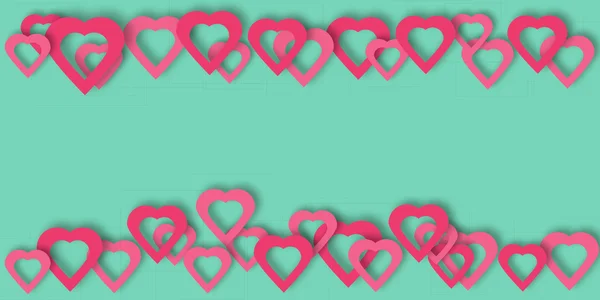 Bellissimi cuori sfondo vettoriale o carta. Luminoso modello di cuori di carta rosa per banner, volantino, matrimonio, anniversario, compleanno, San Valentino, festa, poster, invito, brochure. Cuori sfondo — Vettoriale Stock