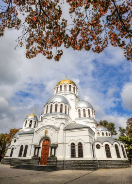 20 Ekim 2016 - Kamianets-Podilskyi, Ukrayna: Eski Alexander Nevsky Katedrali, Kamenetz-Podolsk. Antik katedral güzel Kamianets-Podilskyi, Khmelnitsky region, Ukrayna