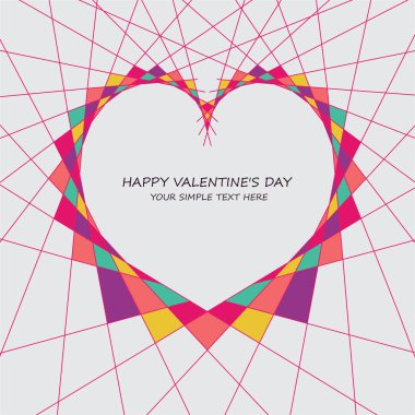 Parlak renkli dize sanat kalp vektör kartı. Düğün, yıldönümü, doğum günü, Sevgililer günü, afiş, poster, kart, davetiye, broşür, el ilanı için parti tasarım.