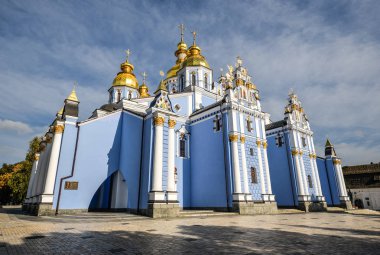 Kiev, Ukrayna - Eylül, 2016: St Michael'ın altın kubbeli manastırda Kiev, Ukrayna. Antik Mikhailovsky altın-çatı Katedrali. Avrupa seyahat.  