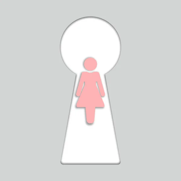 3d icône vectorielle trou de serrure Peeping dans le trou de serrure après une fille Pry dans le trou de serrure . — Image vectorielle