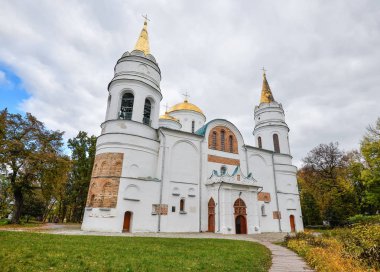 Chernihiv, Ukrayna - 19 Ekim 2016: St Katedrali başkalaşım, bizim Saviour, 11.asır, Chernihiv, Ukrayna, Europe. Chernihiv Kiev Rus en eski kentlerden biridir