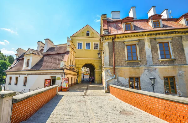 View from the bridge of Zamkowa street, Poland. Lublin old town city center, Poland. — Stock Photo, Image