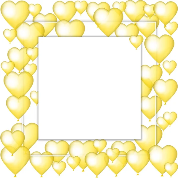 Gyllene Ballong Hjärtan Vit Bakgrund Valentine Vektor Kort Hjärtan Collage — Stock vektor