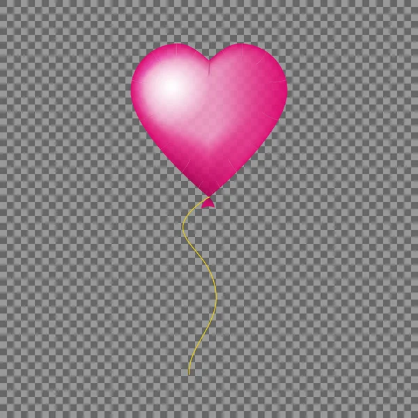 Pink Glossy Heart Balloon Isolated Icon Wedding Anniversary Valentine Day — стоковый вектор