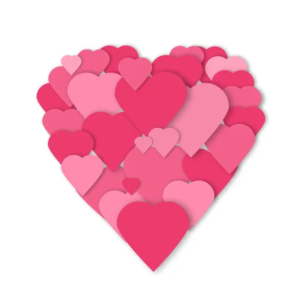 Έντονα Ροζ Χάρτινο Καρδιές Διάνυσμα Φόντο Διάνυσμα Καρδιές Κολάζ Άσπρο — Διανυσματικό Αρχείο