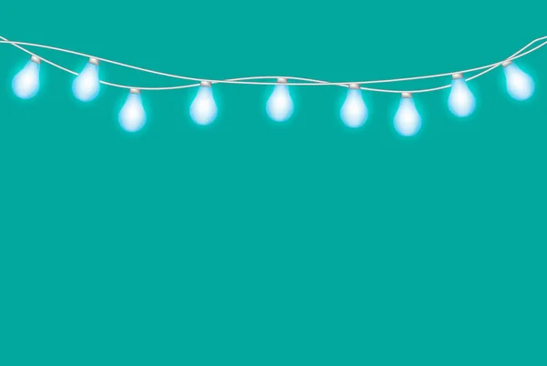 Las Brillantes Luces Azules Navidad Aislaron Elementos Diseño Realistas Luces — Vector de stock