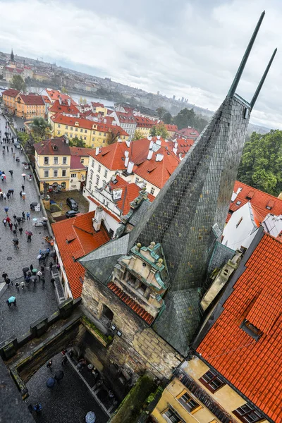 Prague Czech Republic October 2017 Top View Tourists Ancient Roofs — Stock Photo, Image