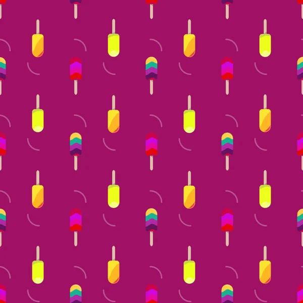 Colorful Popsicle Ice Cream Seamless Vector Pattern Tasty Colorful Summer — Stock Vector