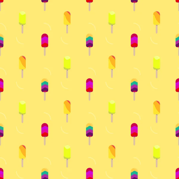 Colorful Popsicle Ice Cream Seamless Vector Pattern Tasty Colorful Summer — Stock Vector