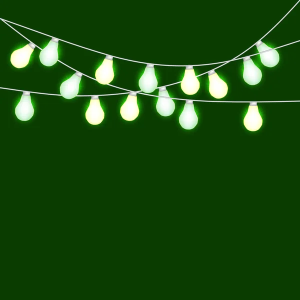 重複する 白熱の文字列ライトのセットです クリスマス白熱灯 クリスマスの装飾 パーティー 誕生日またはグリーティング カード デザインの白熱灯 テンプレートまたはモック — ストックベクタ