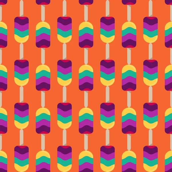 Helado Fondo Sin Costuras Patrón Vector Retro Sabroso Desierto Colorido — Vector de stock