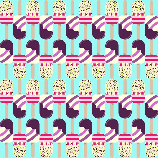 Ice Cream Seamless Background Retro Vector Pattern Tasty Colorful Summer — Stock Vector