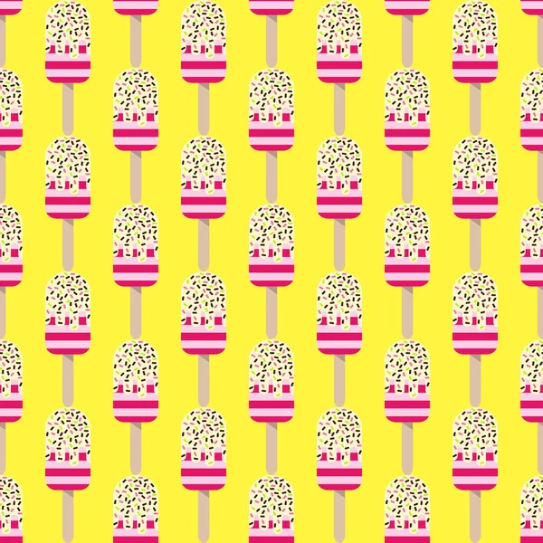 Ice Cream Seamless Background Retro Vector Pattern Tasty Colorful Summer — Stock Vector