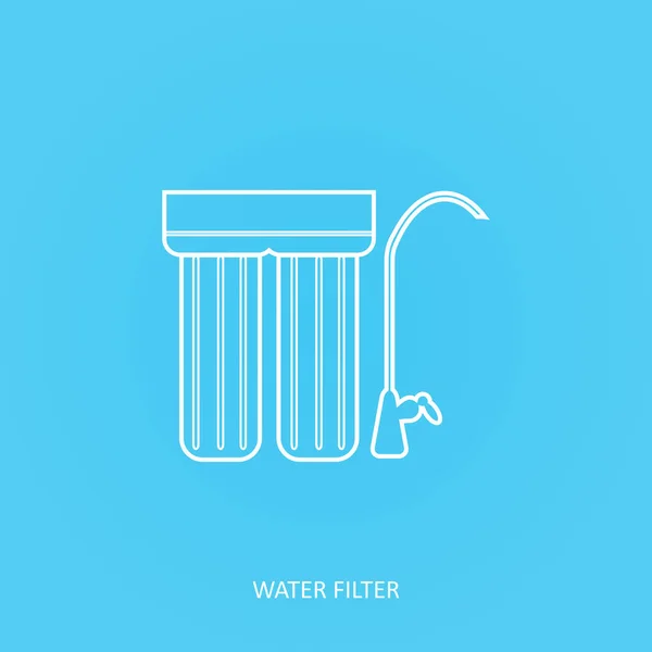 Icono Del Filtro Agua Beba Purificación Casera Del Agua Bajo — Vector de stock