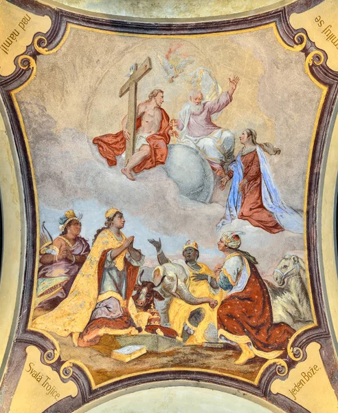 Prague Czech Republic October 2017 Fresco Ceiling Prague Loreto Remarkable — Stock Photo, Image