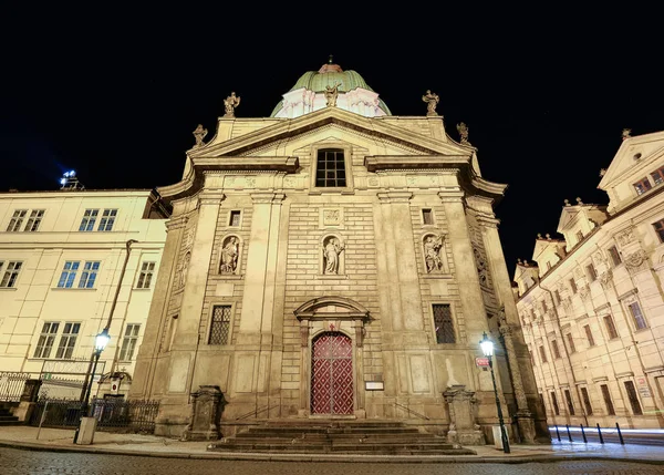 Praga República Checa Octubre 2017 Vista Nocturna Antigua Iglesia San — Foto de Stock