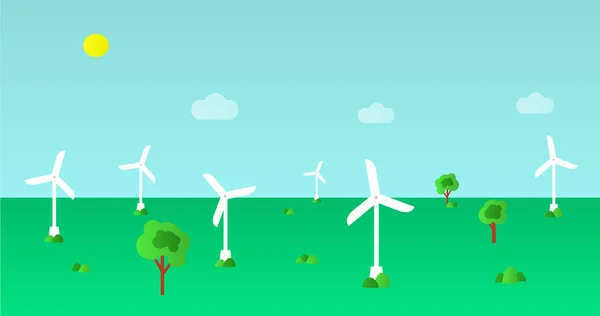 Ecoconcepto Verde Energía Eólica Generador Viento Ilustración Vectorial Tecnología Energía — Vector de stock