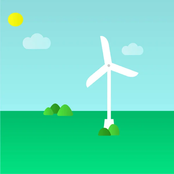 Ecoconcepto Verde Energía Eólica Generador Viento Ilustración Vectorial Tecnología Energía — Vector de stock