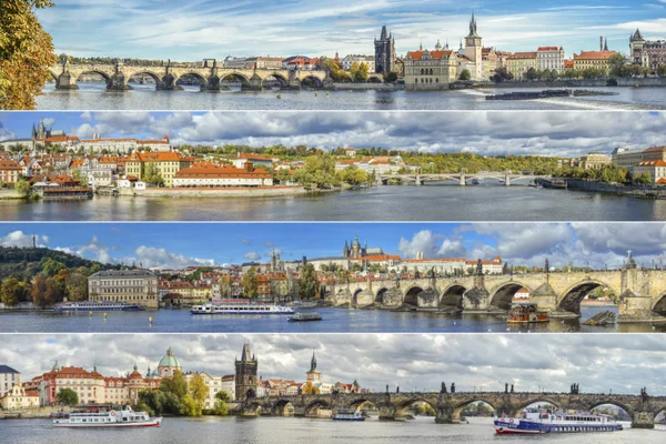 Kolaż zabytków, Praga, Republika Czeska — Zdjęcie stockowe