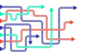 Yönlendirme konsepti. Soyut mavi ve kırmızı oklar minimal düz tasarım.