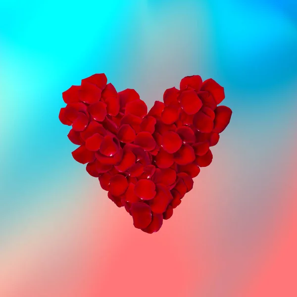 Banner Dia dos Namorados com coração feito de pétalas de rosas vermelhas Isolado no fundo gradiente . — Fotografia de Stock