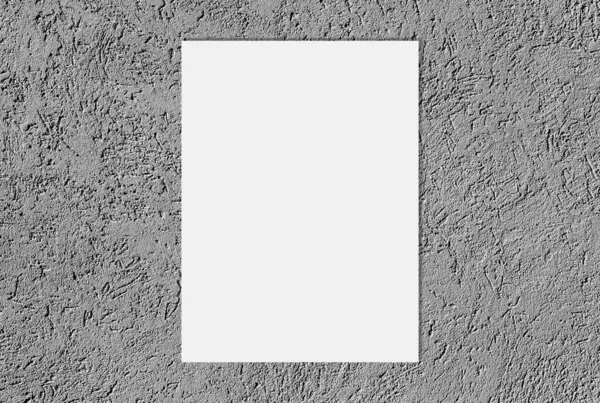 Λευκό κενό φύλλο σε ανοιχτό γκρι Υφή τσιμέντου ή τσιμέντου τοίχο φόντο. — Φωτογραφία Αρχείου