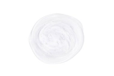 Şeffaf sıvı jel damlasını temizle ya da beyaz arkaplanda izole edilmiş bir leke. Üst Manzara. Vücut ve yüz bakımı kozmetik konsepti. Serum dokusu.