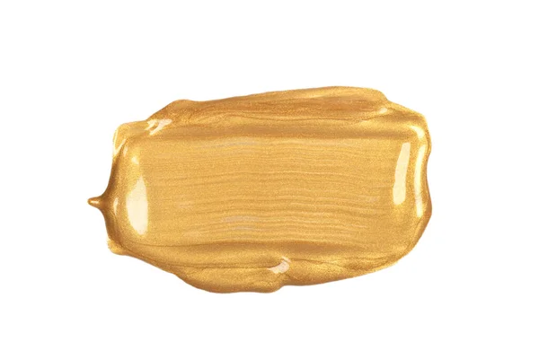 Prostokątny Złoty Pociągnięcie Pędzla Lub Rozmaz Wycięty Białym Tle Widok — Zdjęcie stockowe