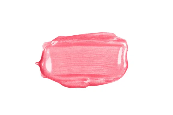 Прямоугольный Розовый Глянцевый Мазок Кисти Мазок Вырезать Белом Фоне Вид — стоковое фото