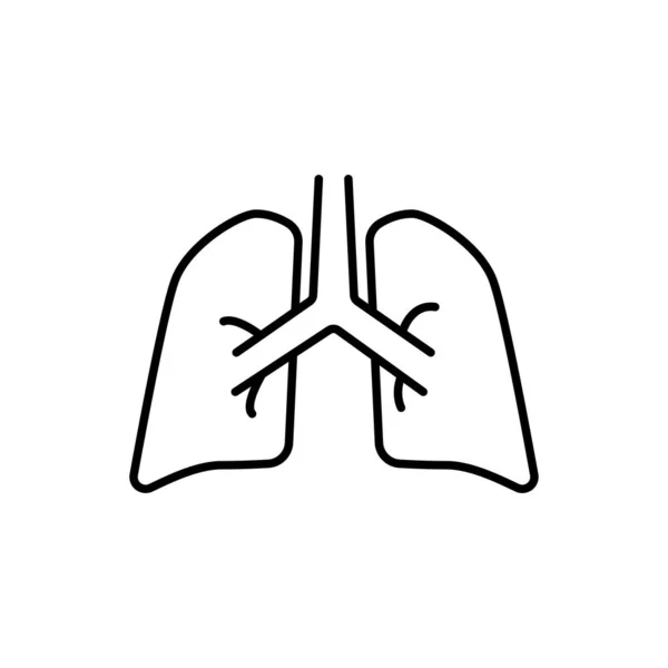 Ludzkie Płuca Prosta Ikona Wektora Linii Wewnętrzny Organ Ludzki — Wektor stockowy