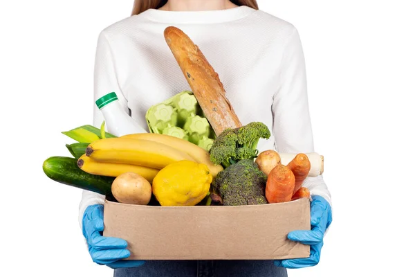 Entrega Segura Alimentos Concepto Donación Entrega Alimentos Durante Cuarentena Del —  Fotos de Stock