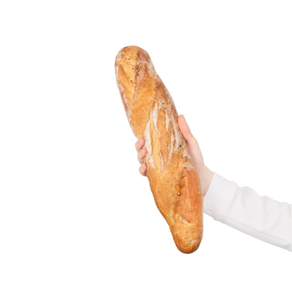 Mão Feminina Segura Baguettes Francesas Conceito Cozinha Comida — Fotografia de Stock