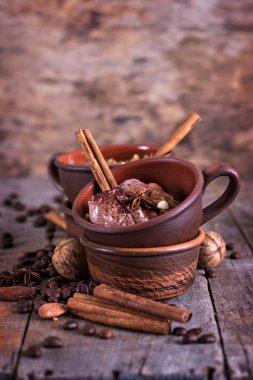 Baharat ile çikolata ve kahve dondurma.
