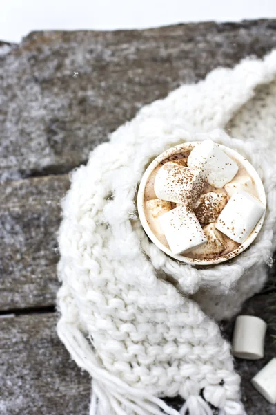 暖かいココアとマシュマロのカップ — ストック写真