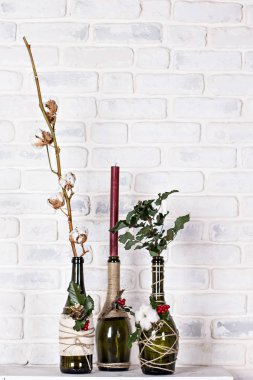 Noel dekoratif şişe. Noel süsleri.