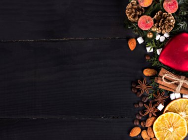 Kış, yeni yıl, yılbaşı natürmort.