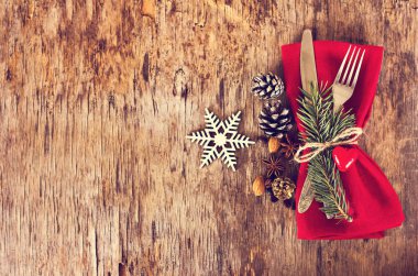 Tablo ile bir kış, Noel dekorasyonu ayarla