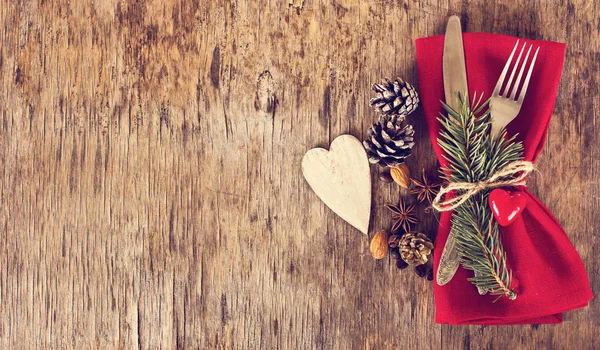 Conjunto de mesa con un invierno, decoración de Navidad — Foto de Stock