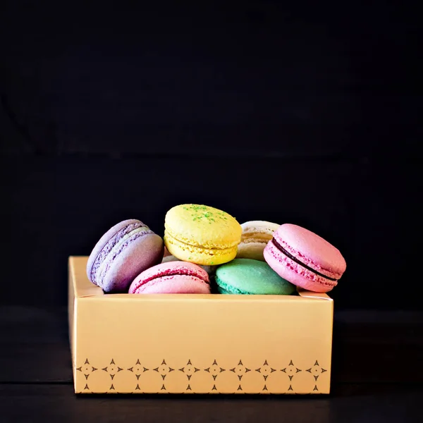 Multicolored macaroons in a box — Stock Photo, Image