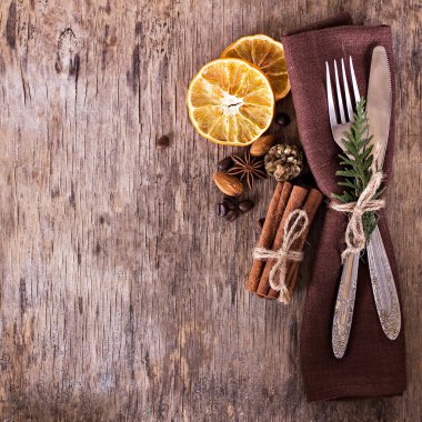 Tablo ile bir kış, Noel dekorasyonu ayarla