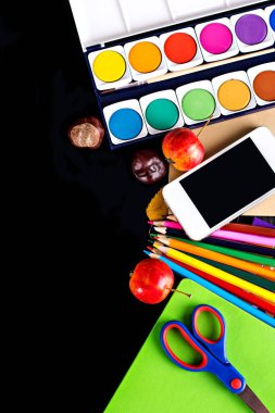  Siyah Kara tahta ve okul eşyalarını, ofis